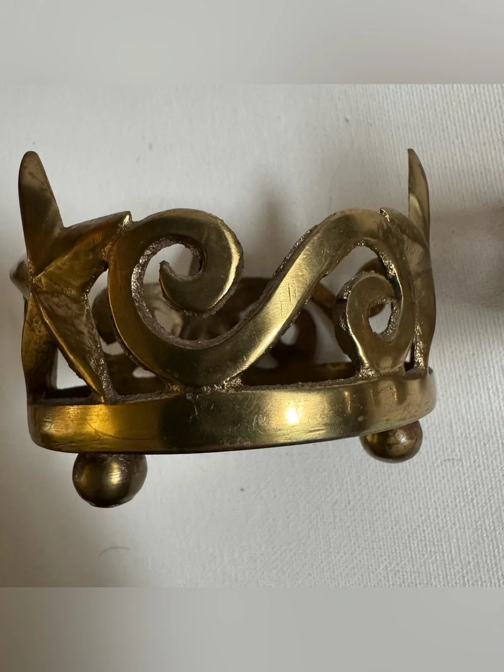 Vintage Pier 1 Brass Star Scroll Candle Holders Pair Celestial Eclectic Boho